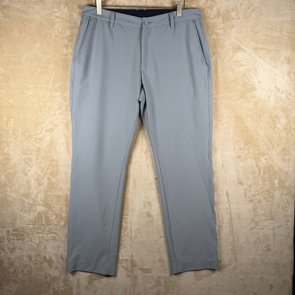 FootJoy Mens 35x32 Performance Golf Pants Grey Stretch Flat Front FJ Logo Casual